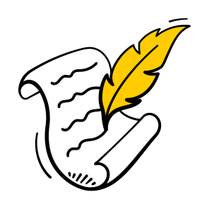 Writing, Literature, Creativity, Scroll, Quill icon
