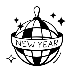 New Year, Globe, Ornament,  icon