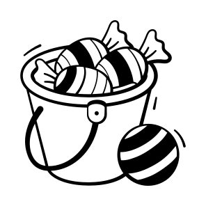 Candy, Bucket, Confectionery, Dessert, Lollipops, Sweet, Treat, Halloween, icon