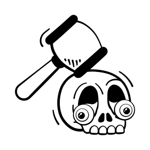 Creepy, Skull, Hammer, Head, Halloween, Scary, Spooky, icon