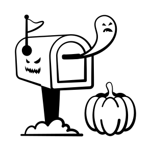 Mailbox, Spooky, Ghost, Pumpkin, Halloween, Haunted, Decoration, icon