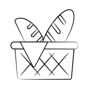 Basket, Loaf, Bread, Baguette, Food icon