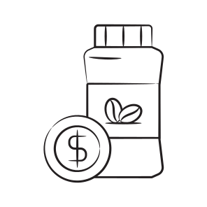 Coffee, Caffeine, Cost, Price, Bottle icon