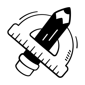 Drafting, Tools, Protractor, Pencil, Ruler icon