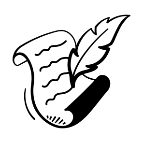Writing, Literature, Creativity, Scroll, Quill icon