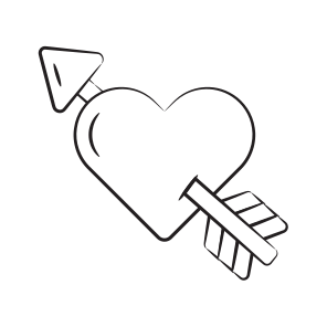 Heart, Pierced, Arrow, Cupid, Love icon