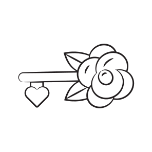 Key, Passkey, Latchkey, Romantic, Floral icon