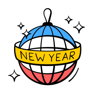 New Year, Globe, Ornament,  icon
