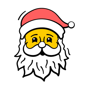 Santa, Face, Beared, Head, Cartoon icon