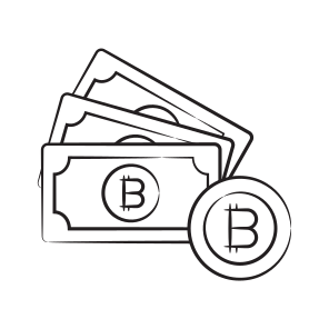 Banknotes, Bitcoin, Crypto, Cryptocurrency, Blockchain icon