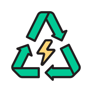 Energy Recycle, Energy Recovery, Power Reuse, Renewable Energy, Sustainable icon