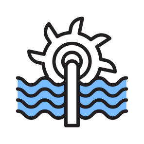 Water Turbine, Hydraulic Turbine, Hydropower, Water Energy, Water Power icon