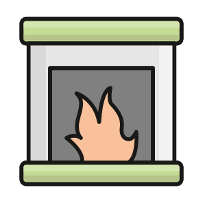 Fireplace, Furnace, Fireside, Firebox, Mantelpiece icon