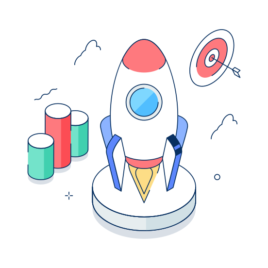 Business, Launch, Startup, Rocket, Growth illustration