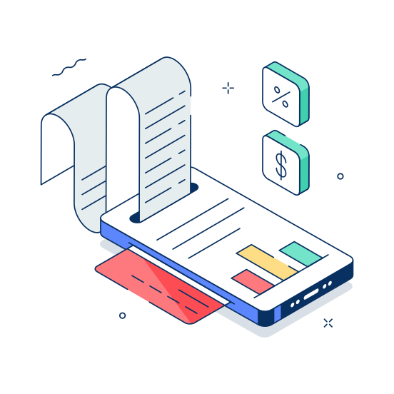 Online, Banking, Statement, Receipt, Invoice illustration