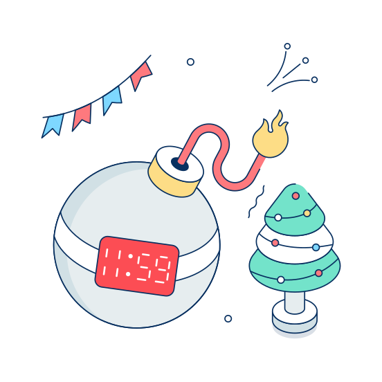 Christmas, Bomb, Countdown, Celebration, Festive illustration