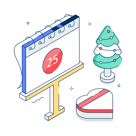 Christmas, Calendar, Date, Schedule, Planning, illustration