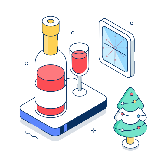 Christmas, Drinks, Celebration, Party, Decoration illustration
