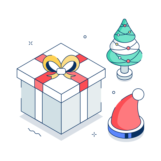 Christmas, Gift, Present, Surprise, Hamper, illustration