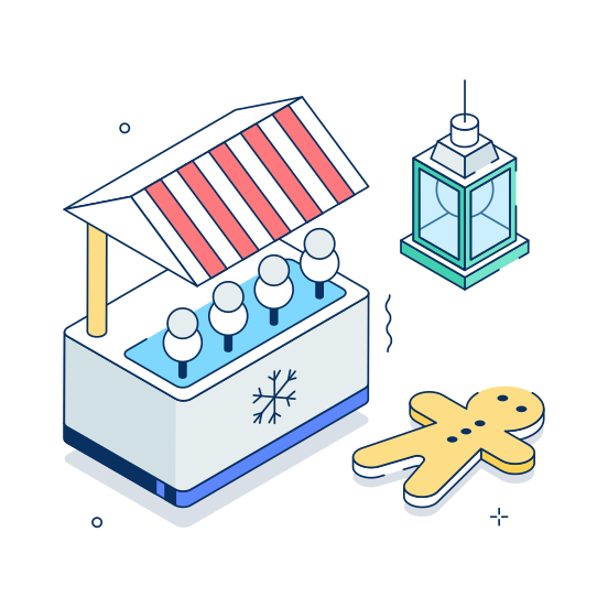 Christmas, Market, Decoration, Lantern, Stall illustration