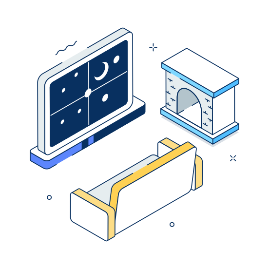 Christmas, Night, Fireplace, Celebration, Decoration illustration