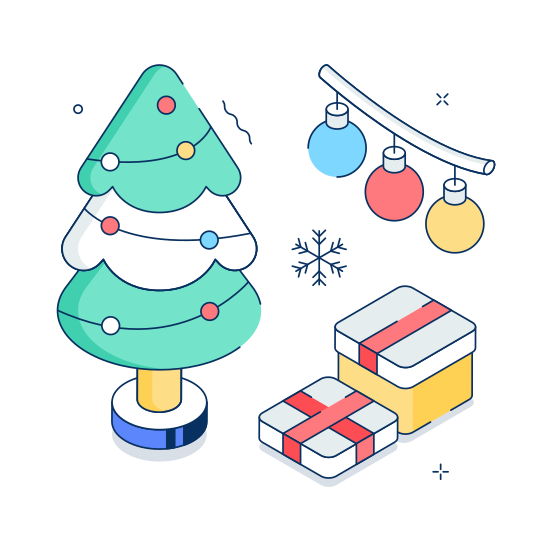 Christmas, Tree, Gifts, Ornament, Decoration illustration