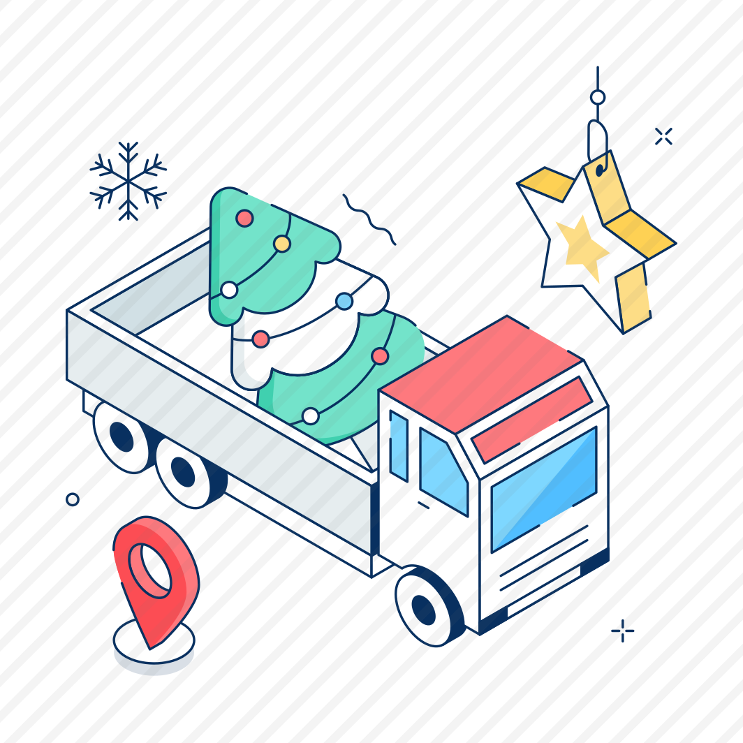 Christmas, Truck, Vehicle, Tree, Delivery preview