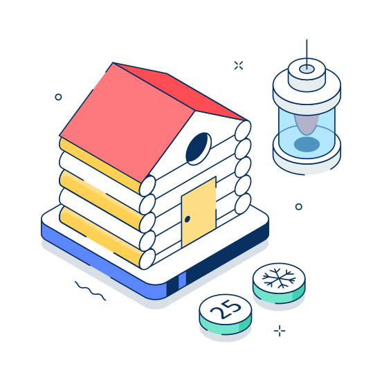 Log, Cabin, House, Decoration, Lantern illustration