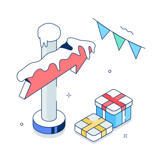 North, Pole, Santa, Home, Christmas illustration