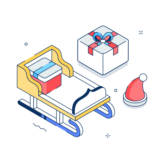 Santa, Sleigh, Sled, Vehicle, Gifts illustration