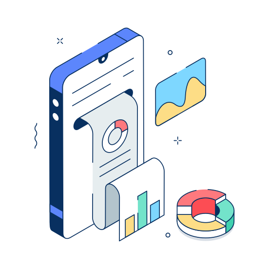 Data, Report, Analytics, Business, Mobile illustration