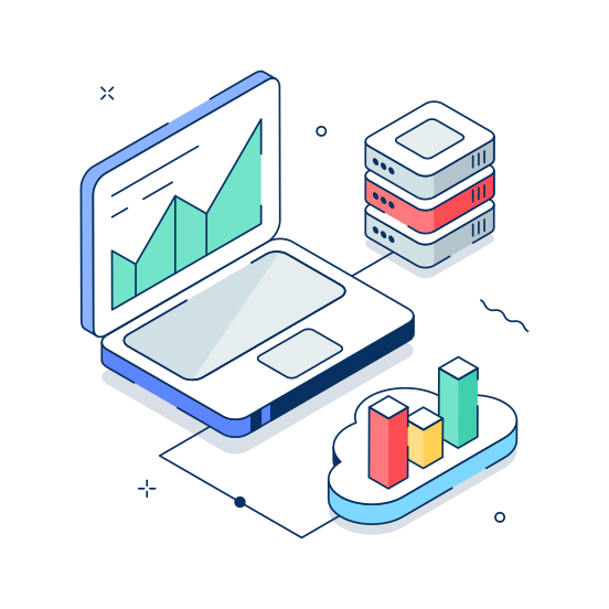 Online, Data, Analysis, Statistics, Analytics illustration