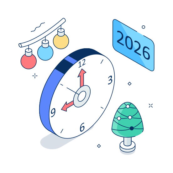 New Year Clock illustration