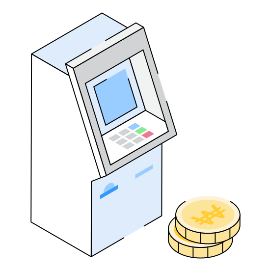 Atm, Machine, Withdrawal, Banking, Coins illustration