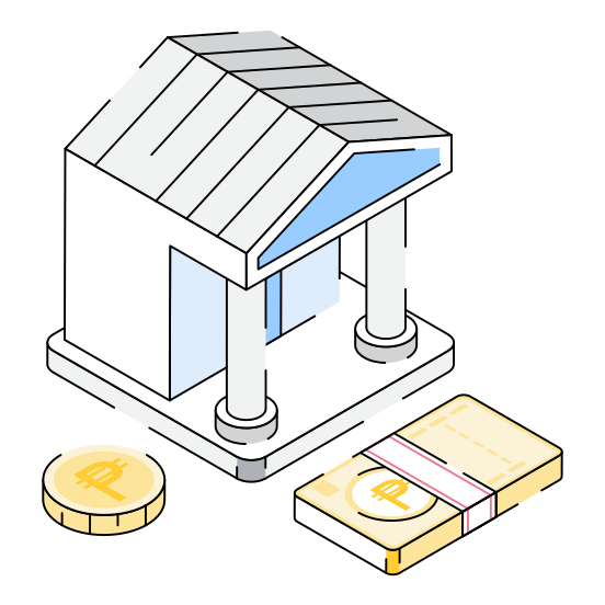 Bank, Deposit, Building, Architecture, Banknote,,, illustration