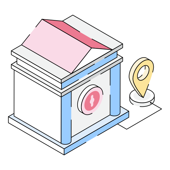 Bank, Location, Navigation, Building, Deposit illustration