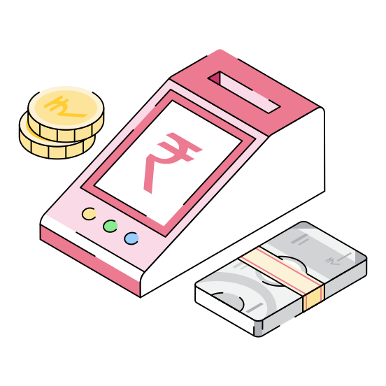 Billing, Machine, Terminal, Coins, Banknote illustration