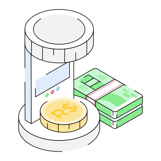 Brazilian, Riyal, Machine, Banknote, Coin illustration