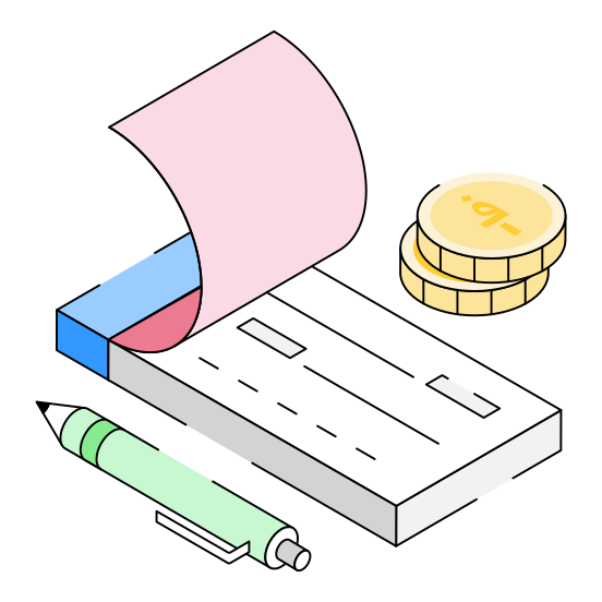Cheque, Payment, Banking, Paycheck, Coins illustration