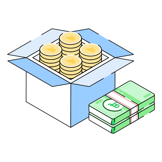 Money, Box, Container, Package, Coins illustration