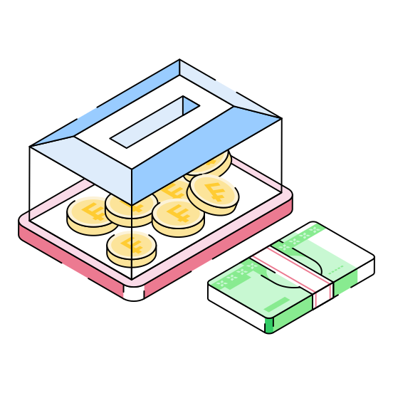 Money, Box, Investment, Contribution, Coins illustration