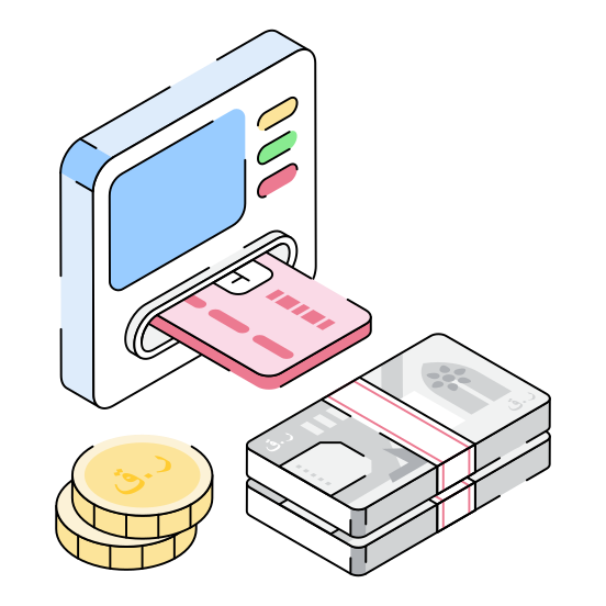 Money, Card, Atm, Withdrawal, Insert illustration