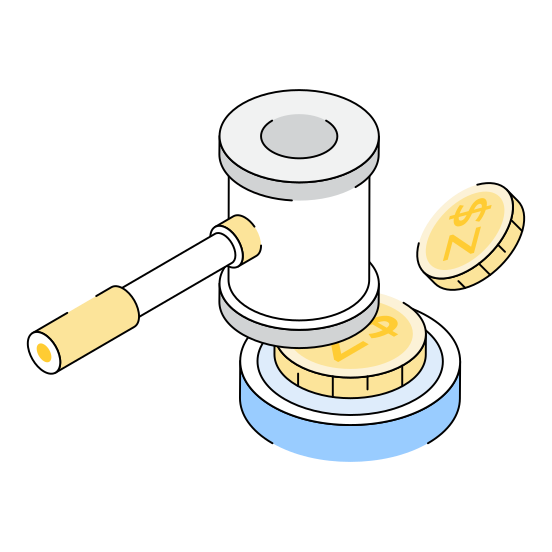 Money, Currency, Auction, Bidding, Law illustration