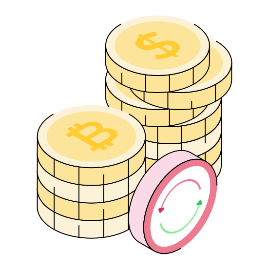 Money, Currency, Exchange, Coins, Bitcoin illustration