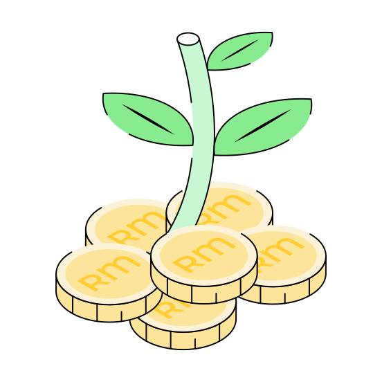 Money, Growth, Profit, Revenue, Coins illustration