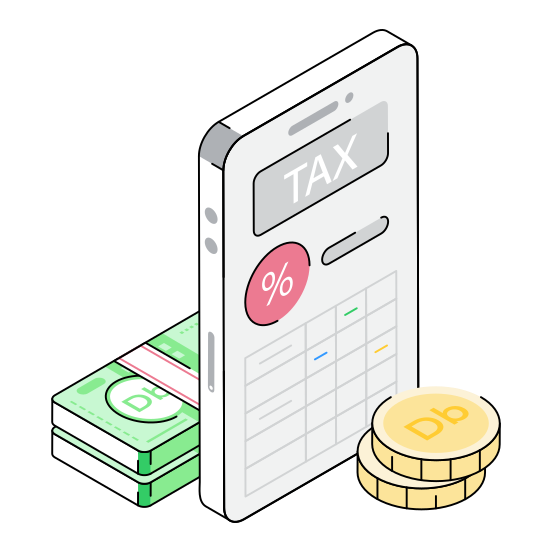 Money, Tax, Payment, Mobile, App illustration