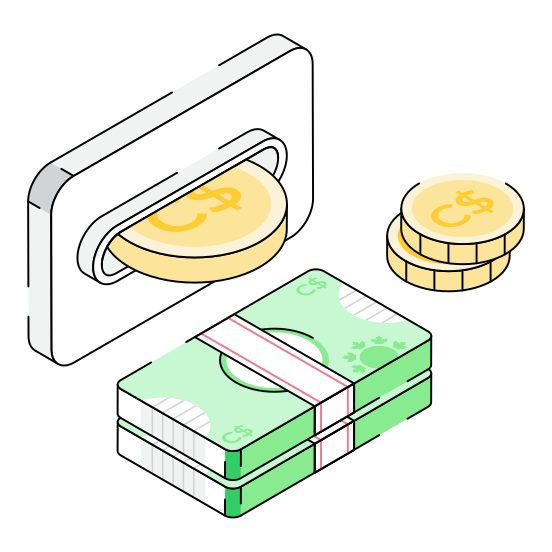 Money, Withdrawal, Banking, Banknote, Coins illustration