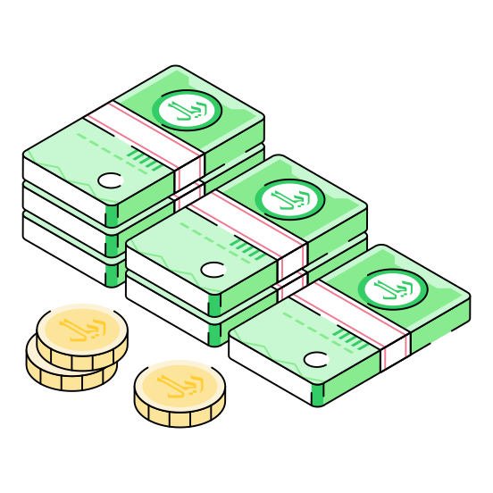 Riyal, Banknotes, Coins, Investment, Payment illustration