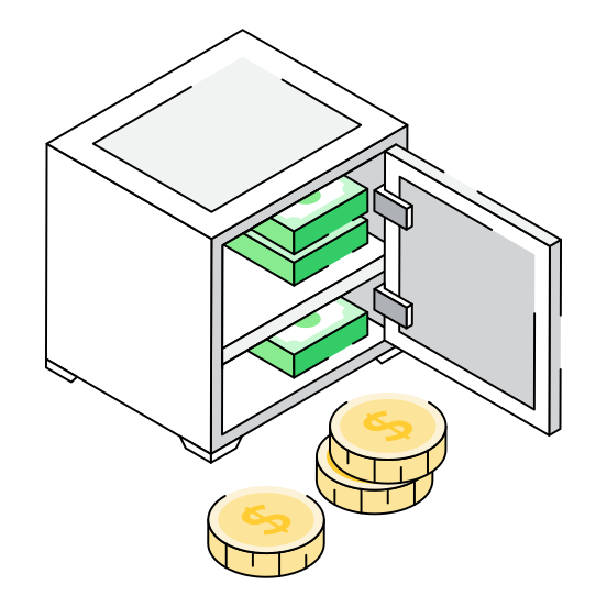 Vault, Locker, Safe, Banking, Coins illustration
