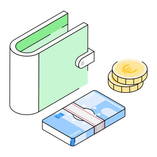 Wallet, Purse, Notecase, Billfold, Coins illustration